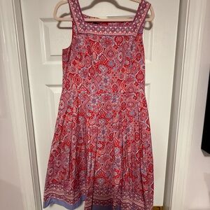 Talbots Red and Lavender Floral Pattern Dress